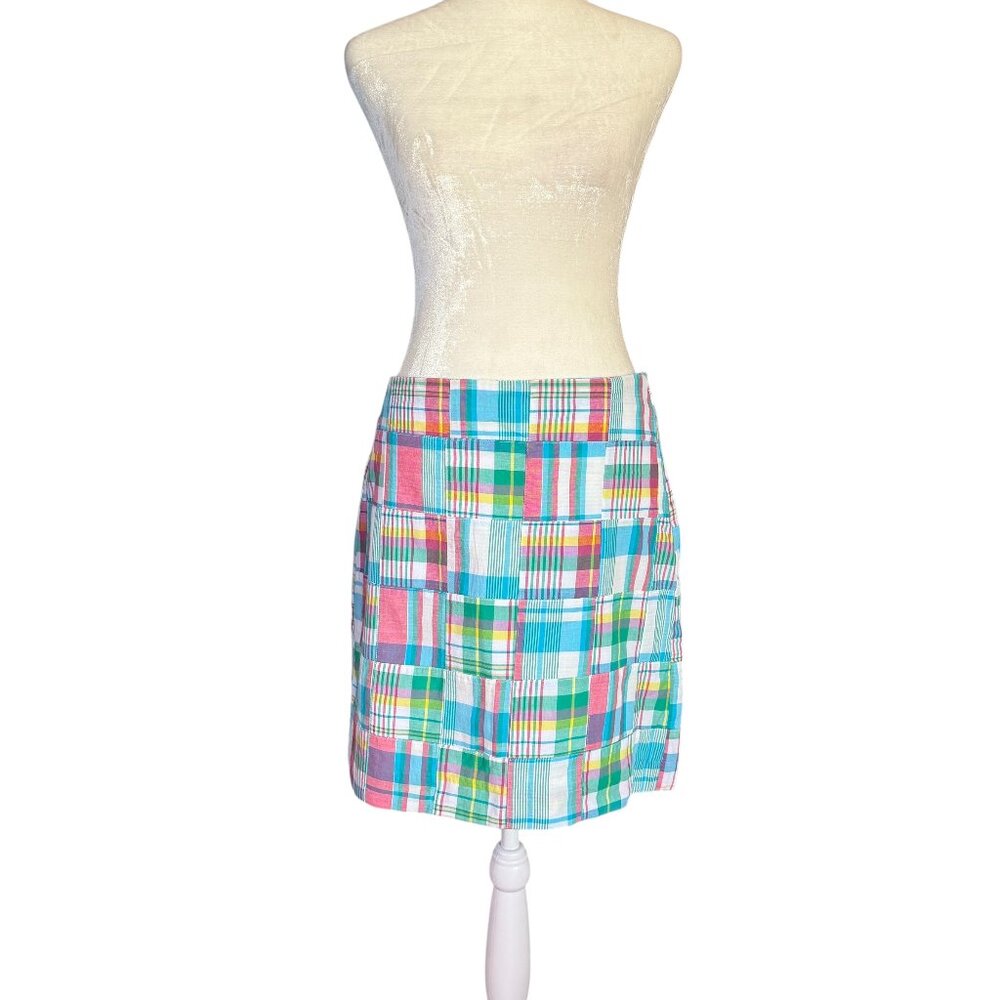 Talbots Petite A-Line side zip knee length multicolored patchwork skirt size 6P